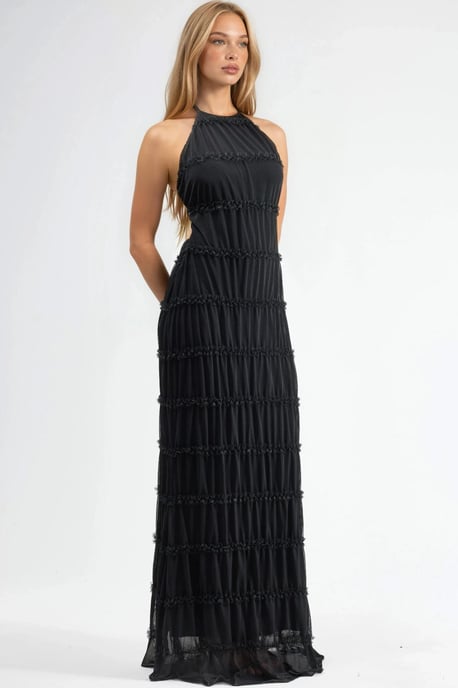 Halterneck Texturiertes Maxikleid - Image 5