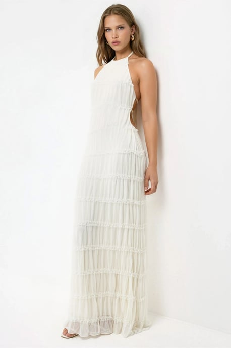 Halter-Neck Strukturiertes Maxikleid - Image 2