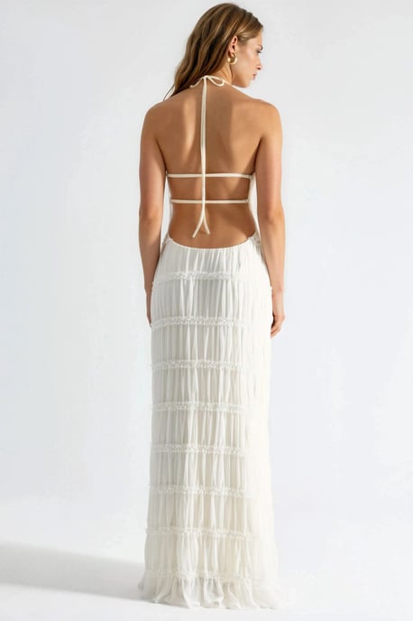 Halter-Neck Strukturiertes Maxikleid - Image 4