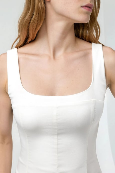 Mini-Kleid aus Stretch-Bengalin mit quadratischem Ausschnitt - Image 5