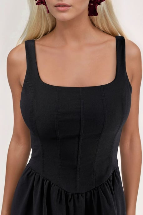 Mini-Kleid mit quadratischem Kragen in A-Form - Image 6