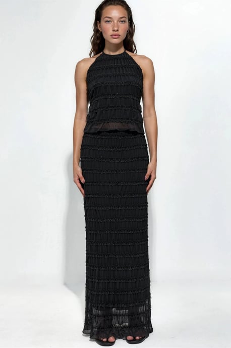 Tüll-Maxikleid mit niedrigem Bund - Image 5