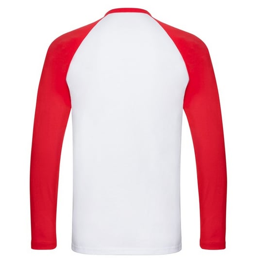 Fruit of the Loom - "Valueweight" T-Shirt für Herren - Baseball Langärmlig (Weiß/Rot) - Image 2