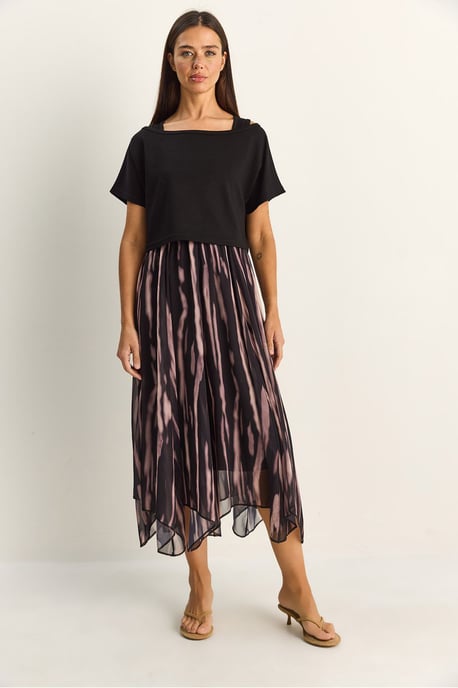 Abstraktes Druck Boote Halsausschnitt Midi Kleid - Image 2