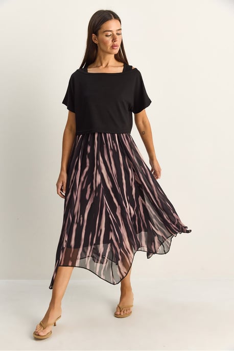 Abstraktes Druck Boote Halsausschnitt Midi Kleid - Image 3