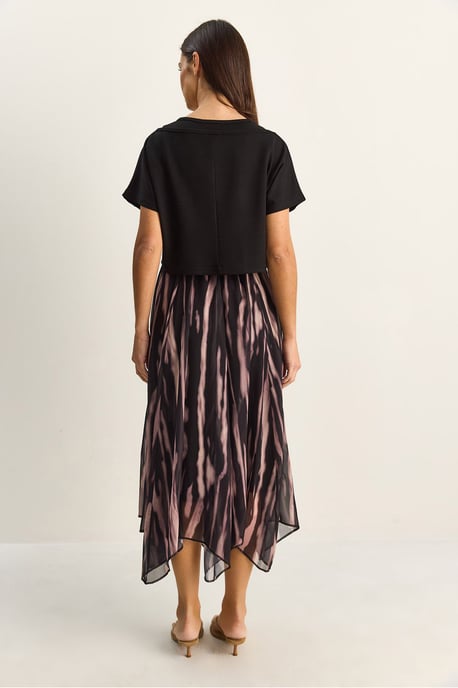 Abstraktes Druck Boote Halsausschnitt Midi Kleid - Image 5