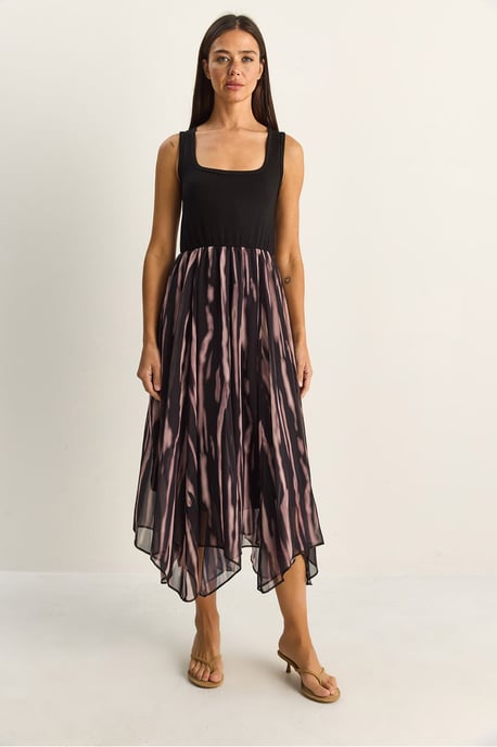 Abstraktes Druck Boote Halsausschnitt Midi Kleid - Image 6