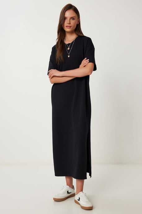 Midi Baumwollkleid mit Schlitz - Image 4