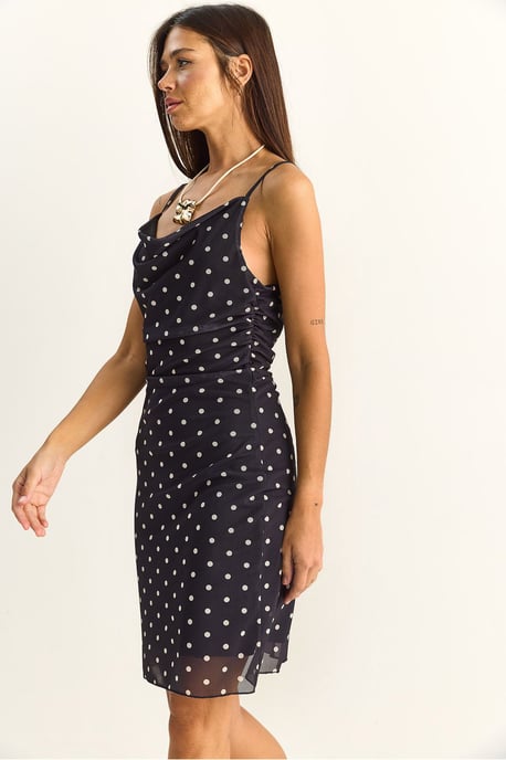 Polka Dot Bodycon Midi-Kleid mit Wickelkragen - Image 5