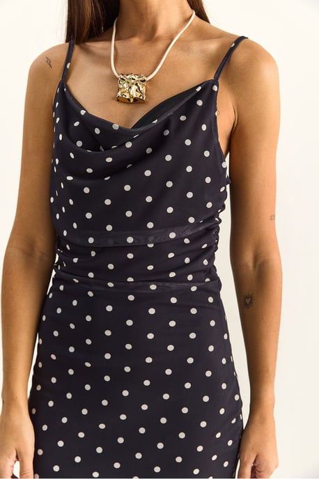 Polka Dot Bodycon Midi-Kleid mit Wickelkragen - Image 6