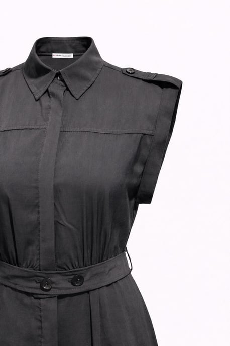 Texturiertes A-Linien-Midi-Hemdkleid mit Gürtel - Image 2