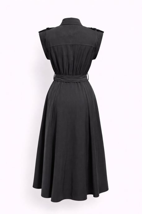 Texturiertes A-Linien-Midi-Hemdkleid mit Gürtel - Image 3