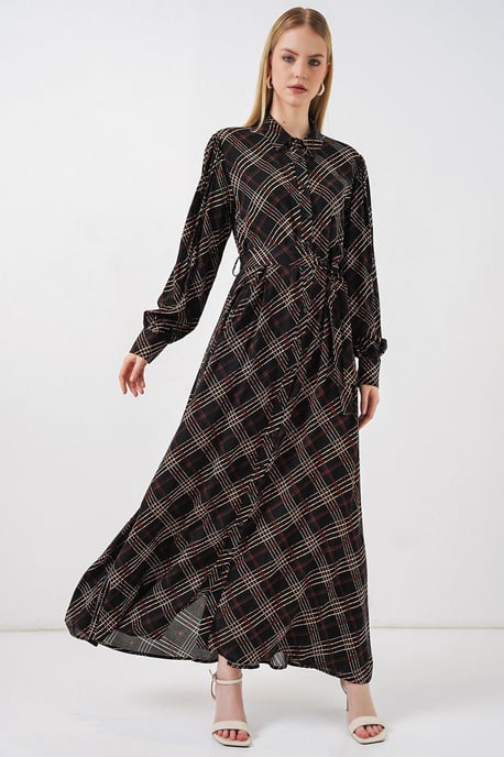 Kariertes Midi-Hemdkleid mit Knopfverschluss - Image 3