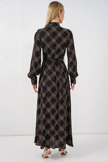 Kariertes Midi-Hemdkleid mit Knopfverschluss - Image 6