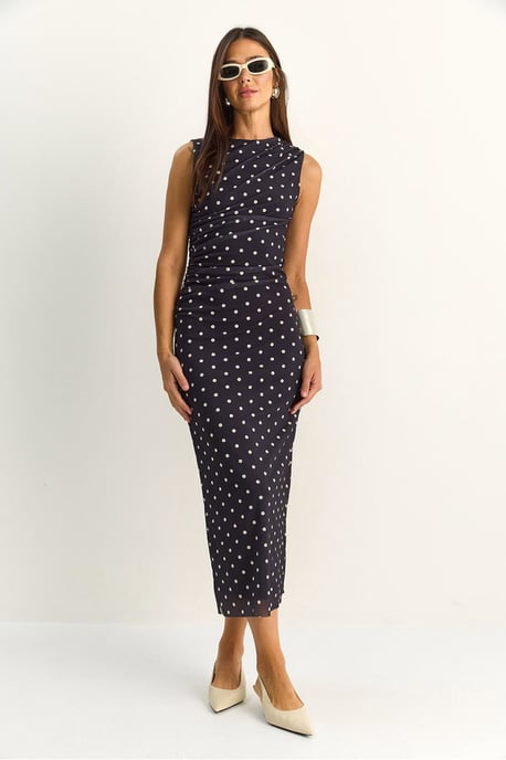 Punktemuster Bodycon Midi-Kleid - Image 2