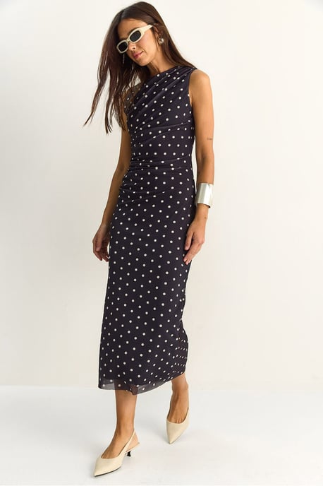 Punktemuster Bodycon Midi-Kleid - Image 3