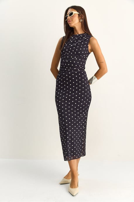 Punktemuster Bodycon Midi-Kleid - Image 4