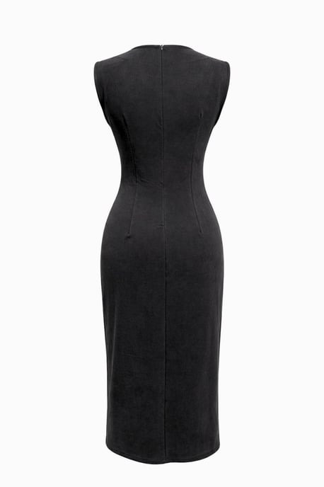 Tailliertes Midi-Kleid mit Rundhalsausschnitt - Image 3