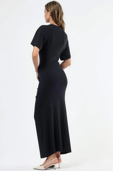 Einfarbiges Bodycon-Midikleid mit Rundhalsausschnitt - Image 3