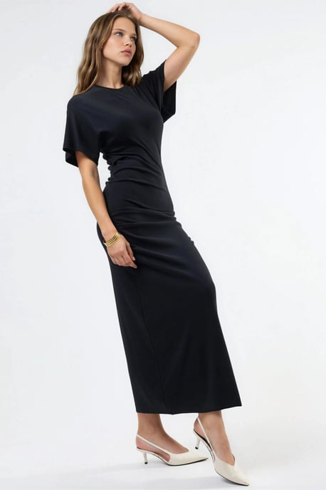 Einfarbiges Bodycon-Midikleid mit Rundhalsausschnitt - Image 4