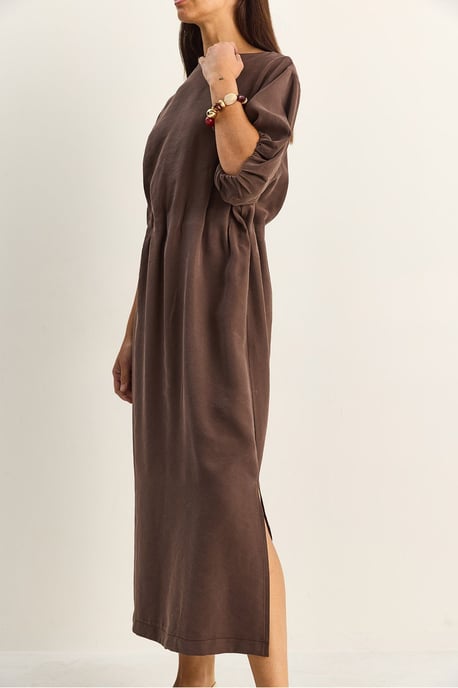 Midi Baumwollkleid mit Rundhalsausschnitt und Dreiviertelärmeln - Image 3