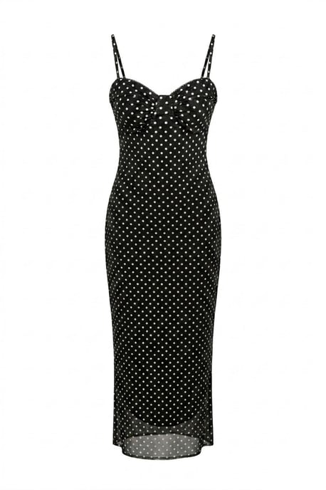 Hüftfreies Polka-Dot-Tüll-Midi-Kleid - Image 1