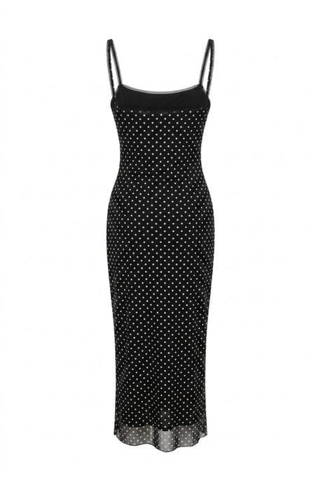 Hüftfreies Polka-Dot-Tüll-Midi-Kleid - Image 3