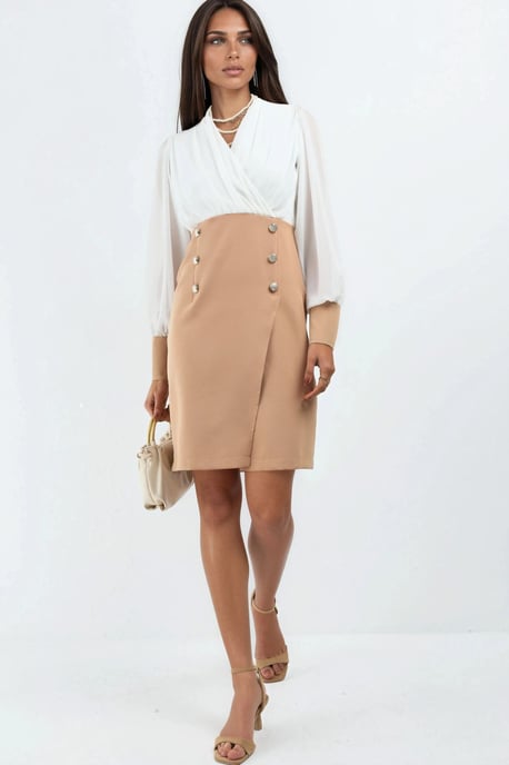 V-Ausschnitt Midi-Kleid mit Knopfdetails - Image 3