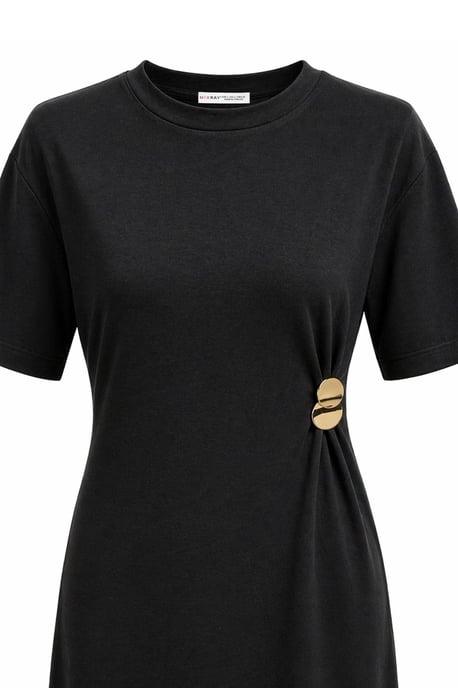 Rundhals Mini-T-Shirt-Kleid mit Steinaccessoire - Image 2