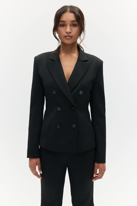 BENU Damen Schwarzer Zweireihiger Blazer - Image 3