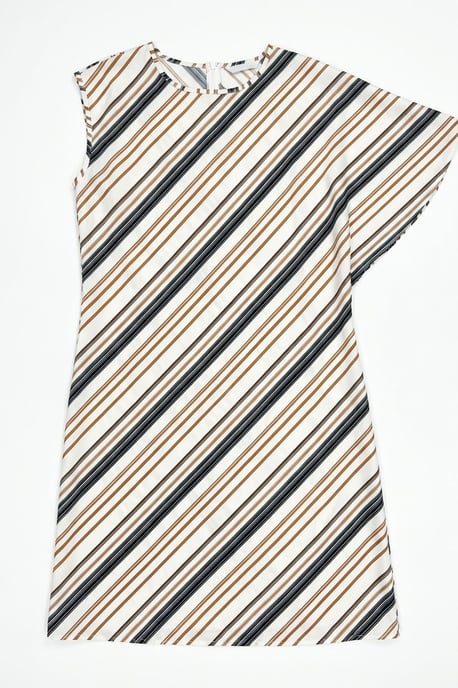 Asymmetrisches gestreiftes Maxikleid mit Rundhalsausschnitt - Image 5