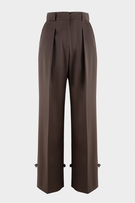 BENU Damen Braune Elegante Hose mit Knopf am Saum - Image 3