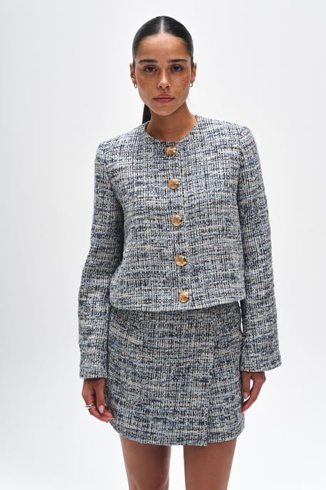 BENU blauer Tweed-Damenrock - Image 3