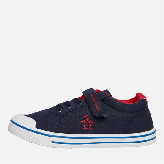 Penguin Junior Regenbogen Leinenschuhe Navy/Rot - Image 1