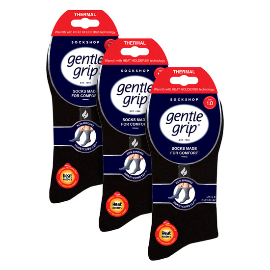 Gentle Grip 3er-Pack Thermosocken für Damen mit gebürstetem Innenfutter, knöchelhoch - Schwarz - Image 2