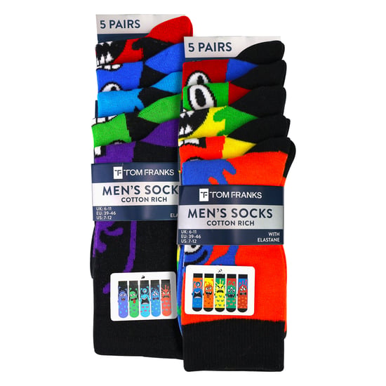 10er-Pack Herren Baumwollmonster-Socken Lustige gemusterte Alltagssocken - Image 2