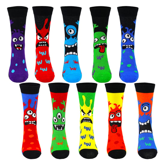 10er-Pack Herren Baumwollmonster-Socken Lustige gemusterte Alltagssocken - Image 3