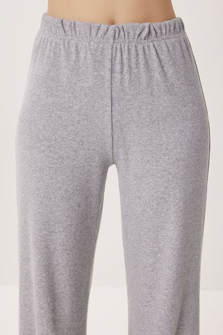 V-Ausschnitt Knopf-Longcardigan und Hose Schlafanzug Set - Image 5