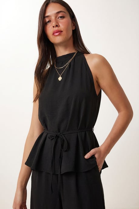 Hochtaillierter Halter Neck Zweiteiliger Koordinationsanzug - Image 3