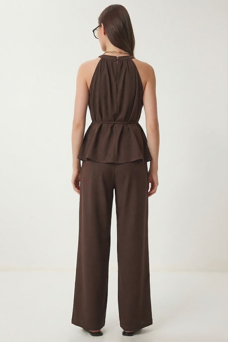 Hochtaillierter Halter Neck Zweiteiliger Koordinationsanzug - Image 6