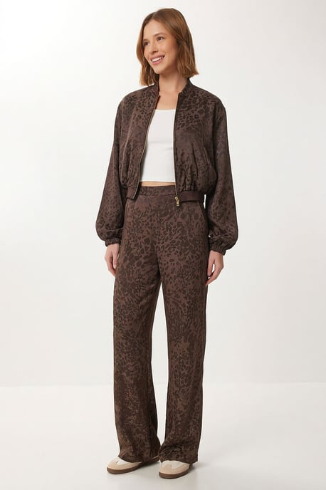 Leopardenmuster High Waist Bomberkragen Set - Image 4