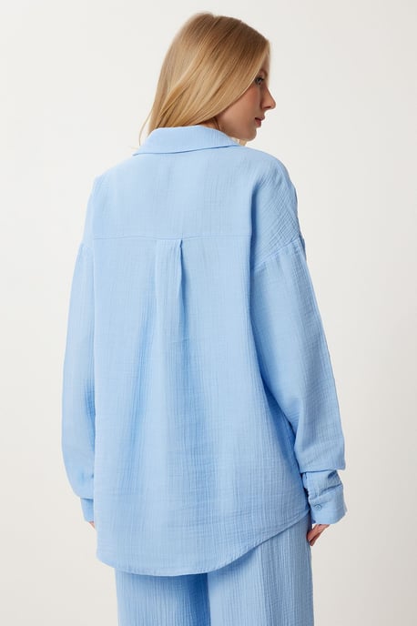 Hochwaist Weite Bein Zweiteiliges Set mit Hemdkragen - Image 4