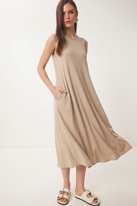 A-Linien-Midi-Kleid mit Tasche - Image 4