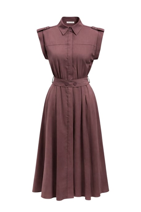 Texturiertes A-Linien-Midi-Hemdkleid mit Gürtel - Image 1