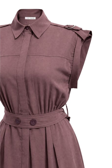 Texturiertes A-Linien-Midi-Hemdkleid mit Gürtel - Image 2