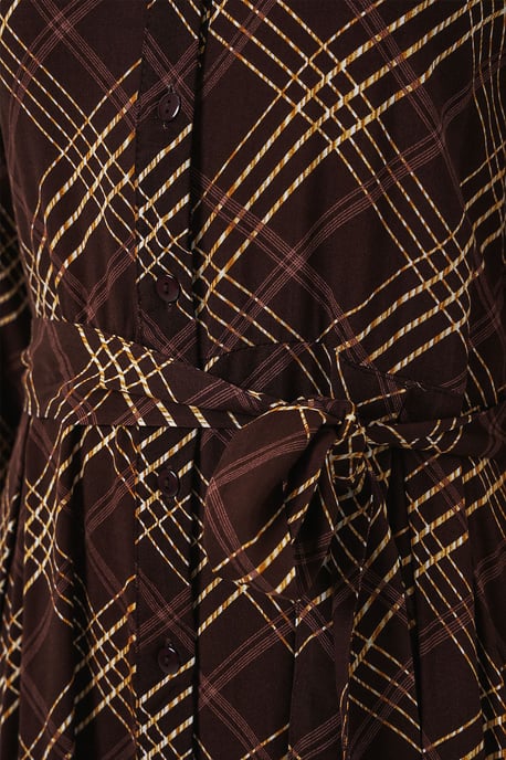 Kariertes Midi-Shirtkleid mit Knopfverschluss - Image 5