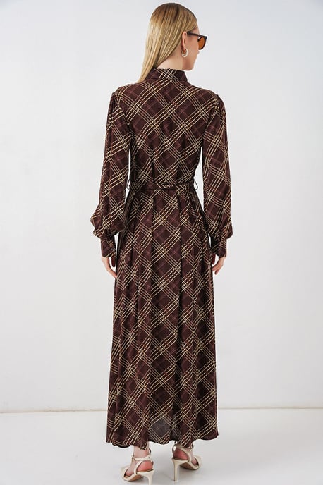 Kariertes Midi-Shirtkleid mit Knopfverschluss - Image 6