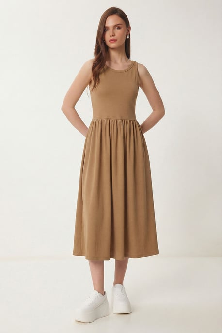 Ärmelloses Midi-Kleid mit Rundhalsausschnitt - Image 1