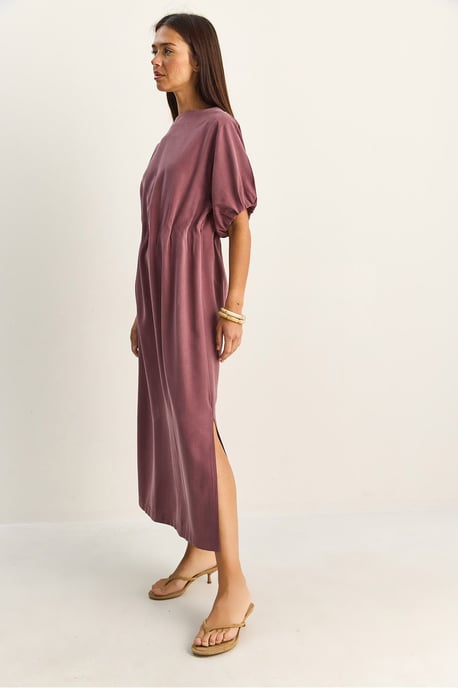 Midi Baumwollkleid mit Rundhalsausschnitt und Dreiviertelärmeln - Image 3