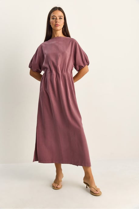 Midi Baumwollkleid mit Rundhalsausschnitt und Dreiviertelärmeln - Image 4